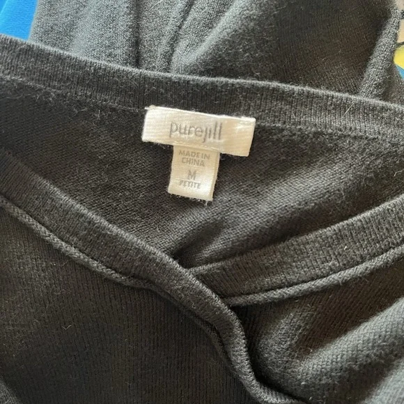 J.JILL PureJill Petite Med Cotton Cashmere Blend Faux Wrap Sweater Dress Black - Picture 8 of 13